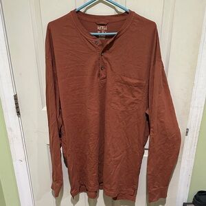 RedHead Long Sleeve Henley Shirt in Warm Brown